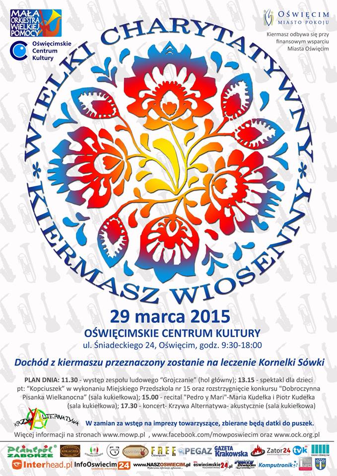 plakat Wielki Charytatywny Kiermasz Wiosenny MOWP i OCK 29.03.2015
